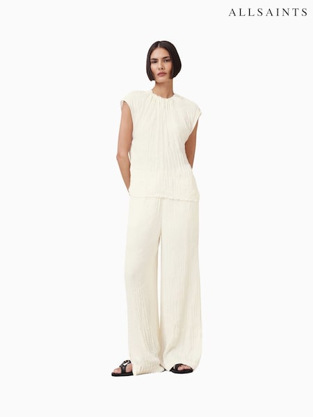 AllSaints White Trisha Crinkle Top (F87688) | €199