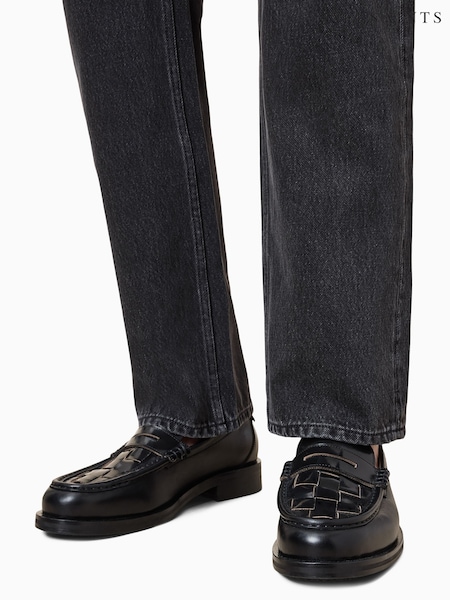 AllSaints Black Bloom Woven Loafers (F87690) | ₪850