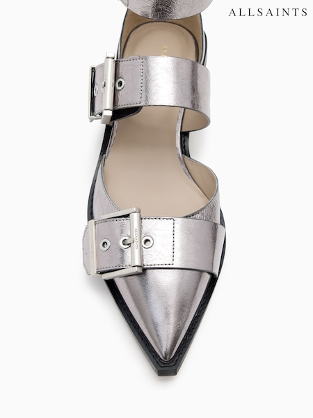 AllSaints Grey Sutton Metallic Shoes (F87702) | $400