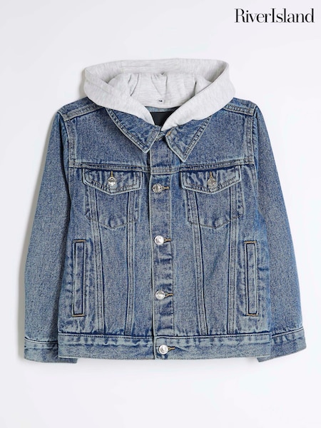 River Island Cream Boys Ecru Hooded Denim Jacket (F87734) | €35