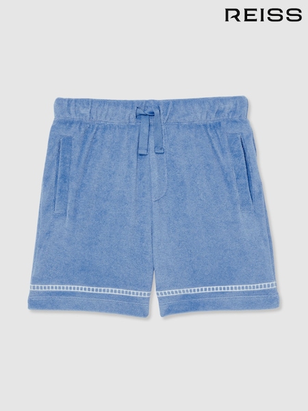 Reiss Airforce Blue Chesley Towelling Brand-Embroidered Shorts (F87752) | AED317