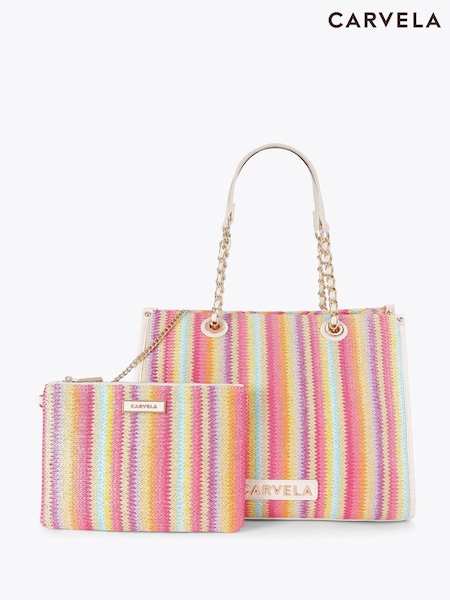 Carvela Pink Leila Raffia Tote Bag (F87800) | €203