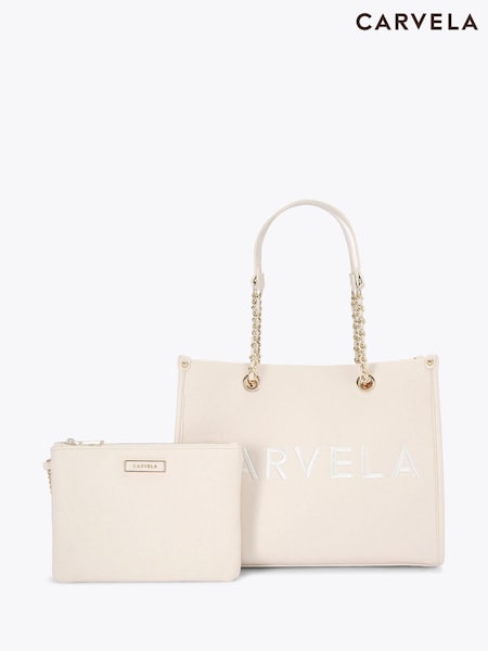 Carvela Cream Sorrento Midi Chain Tote Bag (F87815) | €152