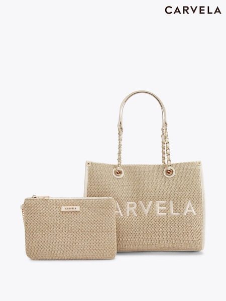 Carvela Cream Sorrento Midi Raffia Bag (F87839) | €152