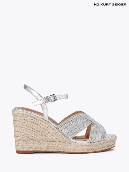KG Kurt Geiger Silver Pose Wedge Sandals (F87870) | 688 QAR