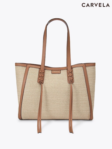 Carvela Tan Raffia Tassel Winged Tote Bag (F87875) | R$ 1.075