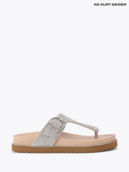KG Kurt Geiger Silver Chrome Roe Sandals (F87906) | 440 QAR