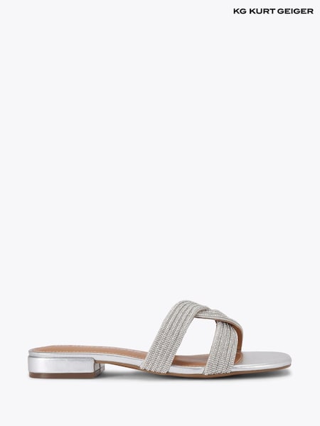 KG Kurt Geiger Silver Chrome Rebel Sandals (F87907) | 391 QAR
