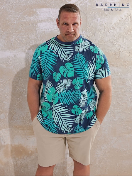 BadRhino Big & Tall Blue Leaf 100% Cotton T-Shirt (F87945) | €32