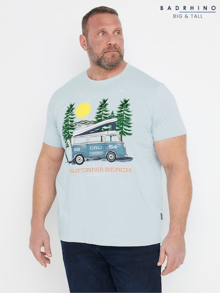 BadRhino Big & Tall Blue California Beach Camper 100% Cotton T-Shirt (F87956) | AED111