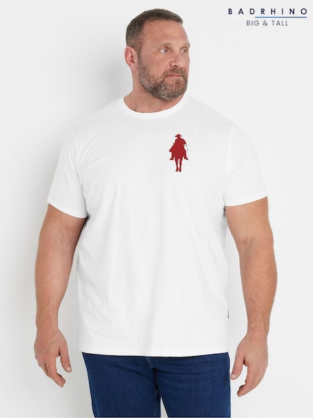 BadRhino Big & Tall White Pitchfork Graphic 100% Cotton T-Shirt (F87966) | €25