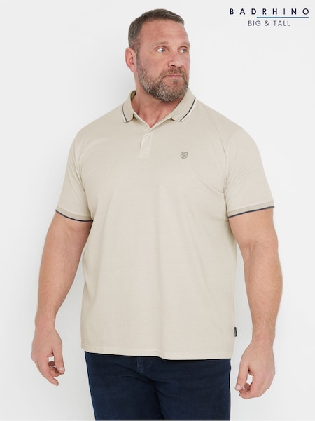 لون طبيعي - BadRhino Big & Tall Waffle Textured Polo Shirt (F87976) | ‏169 د.إ.‏