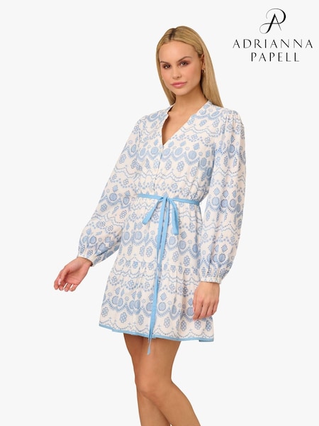 Adrianna by Adrianna Papell Flounce Hem Short White Dress (F88011) | 1,110 LEI