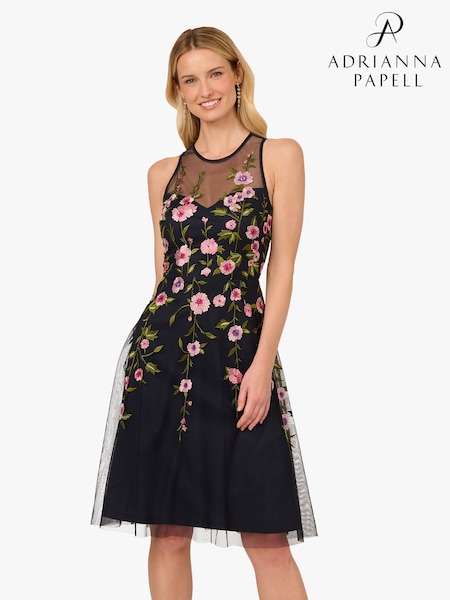 Adrianna Papell Black Bead Embroidery Dress (F88028) | € 404