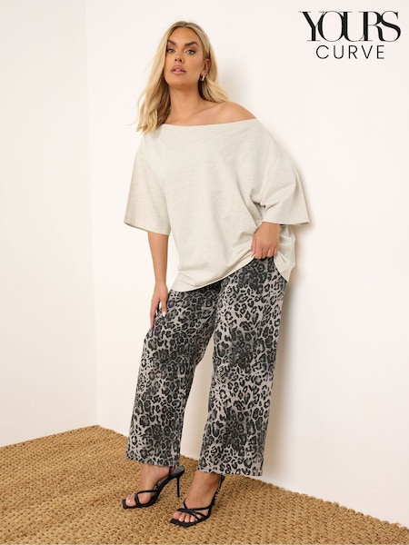 Yours Curve Natural Boatneck Boxy 100% Cotton T-Shirt (F88111) | €34