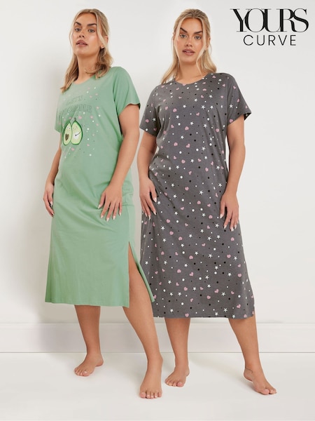 Yours Curve Avocuddle Midaxi Nightdress 2 Pack (F88120) | 55 €
