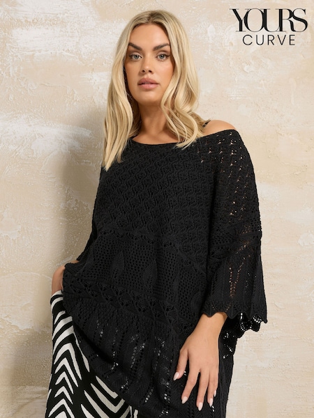 Yours Curve Black Crochet Tunic Blouse (F88142) | R$ 305