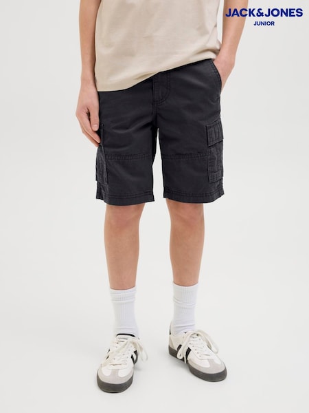 JACK & JONES JUNIOR Relaxed Fit 100% Cotton Cargo Shorts (F88174) | ₪91