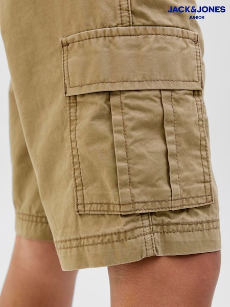 JACK & JONES JUNIOR Relaxed Fit 100% Cotton Cargo Shorts (F88175) | ₪91