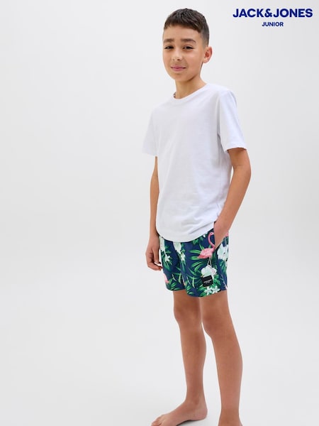 أزرق - JACK & JONES JUNIOR Tropical Fish Print Swim Shorts (F88177) | ‏87 د.إ.‏