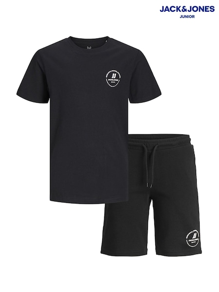 JACK & JONES JUNIOR Short Sleeve Black 100% Cotton T-Shirt & Shorts Set (F88183) | 1,322 UAH
