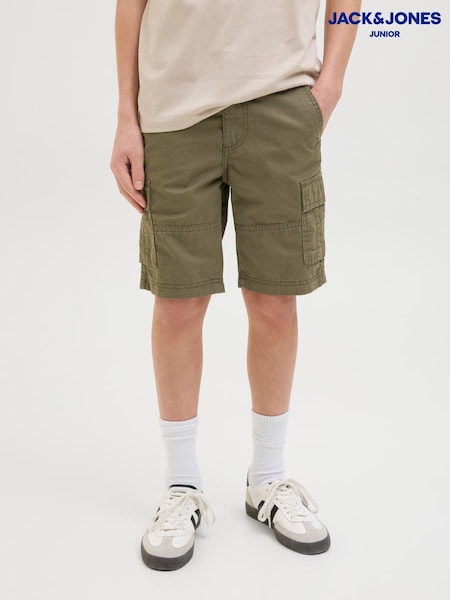 JACK & JONES JUNIOR Relaxed Fit 100% Cotton Cargo Shorts (F88184) | ₪91