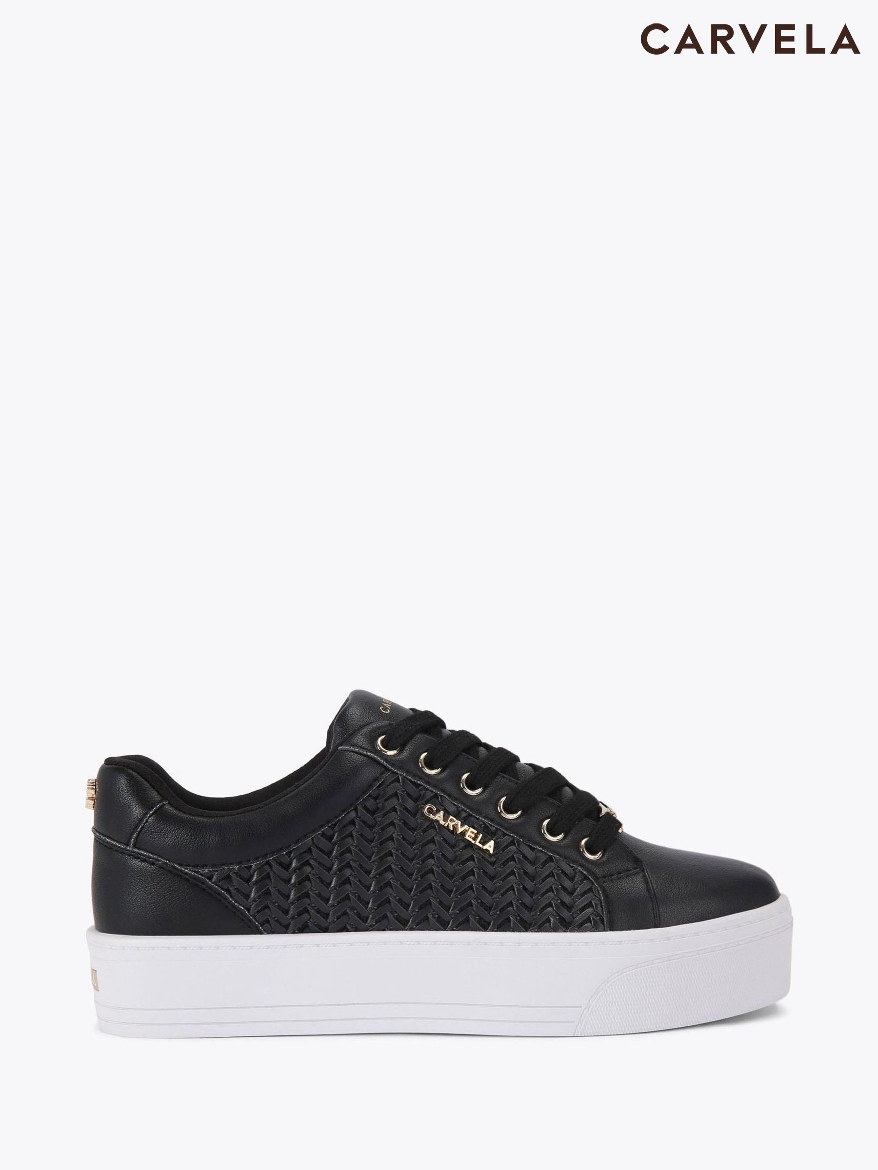 carvela black and gold trainers