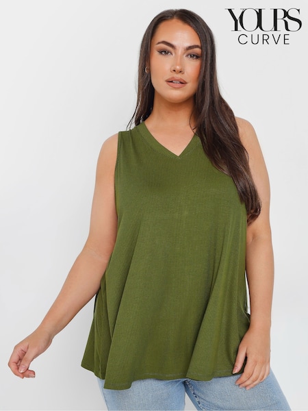 Yours Curve Green Elevated Rib Vest (F88420) | €25
