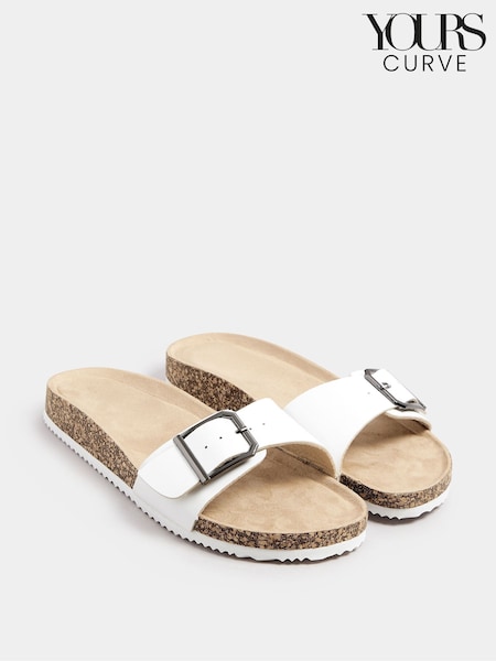 Yours Curve White Extra-Wide Fit Single Buckle Sandals (F88443) | €34