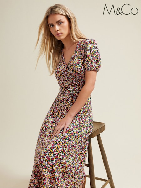 Rosa - M&Co Petite Jersey Floral Print Wrap Dress (F88446) | 55 €