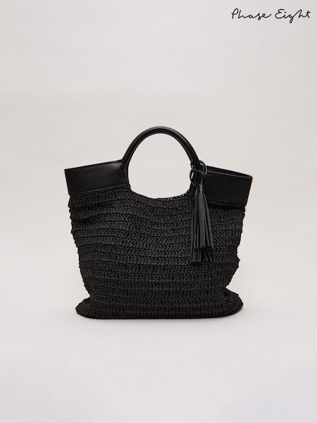 Phase Eight Black Straw Shopper Bag (F88500) | 2,944 UAH