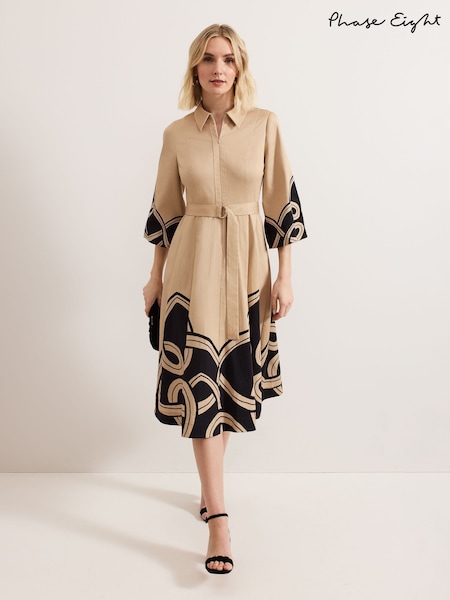 Phase Eight Natural Petite Breena Printed Midi Dress (F88505) | 688 QAR