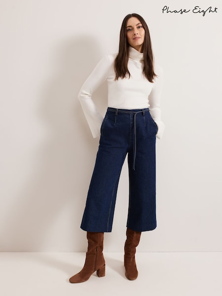 Phase Eight Blue Light Petite Aubrielle Clean Crepe Culottes (F88514) | OMR48