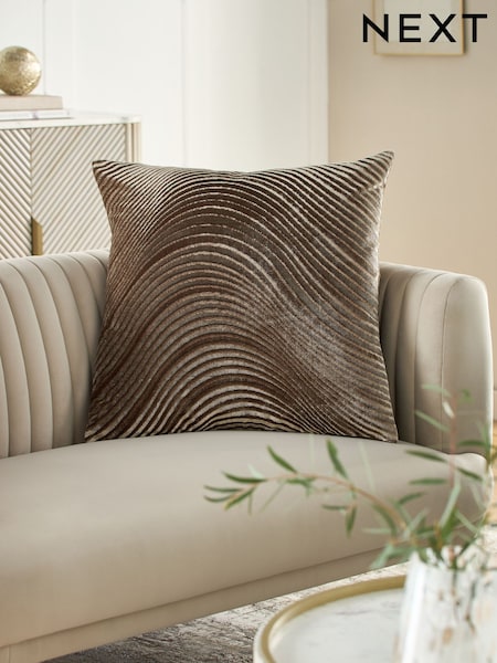 Mocha Brown 59 x 59cm Velvet Curve Cushion (F88576) | €31