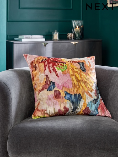 Multi Bright Cut Velvet Abstract Floral Cushion (F88578) | €31