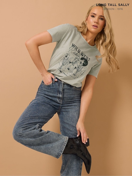 Long Tall Sally Western Placement Print 100% Cotton T-Shirt (F88614) | 27 €