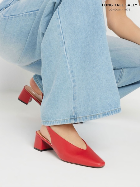 Long Tall Sally Red Slingback Mid Block Shoes (F88621) | €66