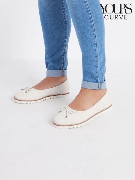 Valkoinen - Yours Curve Leveä lesti Woven Ballet Tossut (F88638) | €61