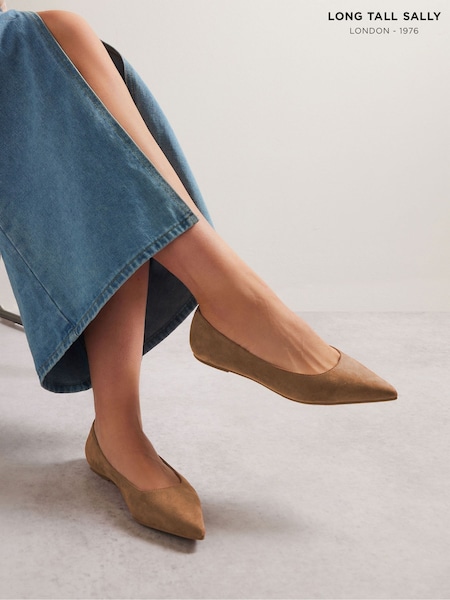 Long Tall Sally Brown Suedette Micro Pumps (F88639) | €50