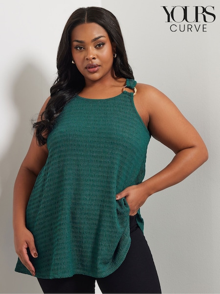 Yours Curve Green Ring Detail Racer T-Shirt (F88656) | €28