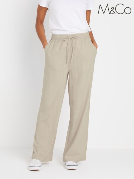 M&Co Wide Leg Linen Trousers (F88658) | ‏181‏₪