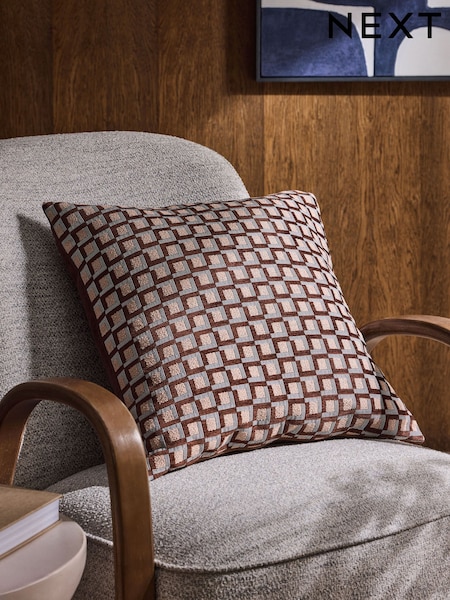 Brown Geometric Squares Cushions (F88687) | €27