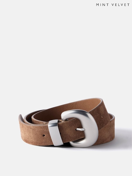 Mint Velvet Brown Suede Statement Buckle Belt (F88702) | €84