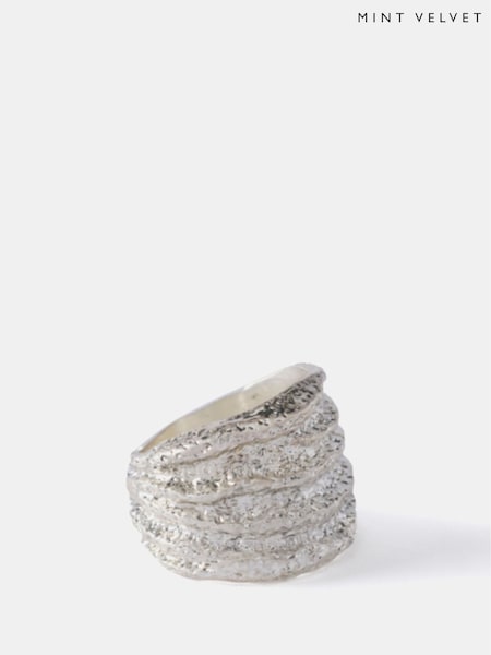 Mint Velvet Silver Tone Hammered Ring (F88711) | AED146
