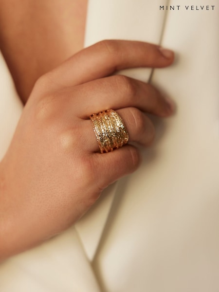 Mint Velvet Tone Hammered Ring (F88714) | kr530