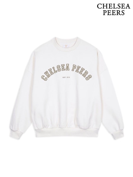 أبيض - Chelsea Peers 100% Cotton Embroidered Logo Sweatshirt (F88843) | ‏291 د.إ.‏