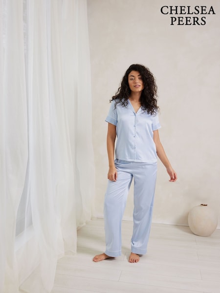 Chelsea Peers Satin Lace Trim Short Sleeve Long Pyjamas Set (F88851) | ‏272 ر.ق.