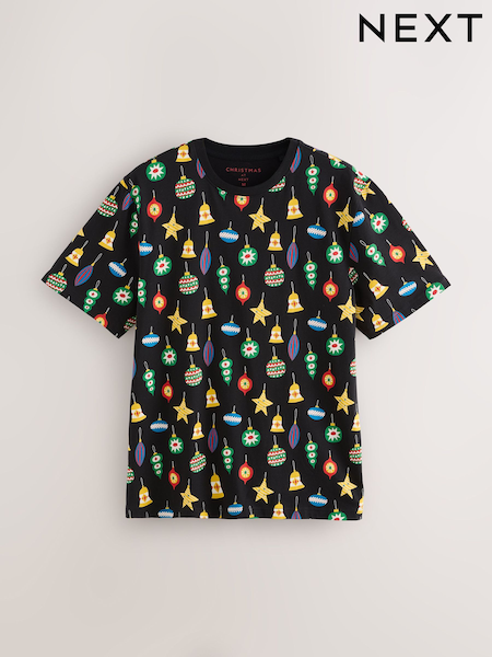 Black Baubles Regular Fit Christmas T-Shirt (F88914) | € 27