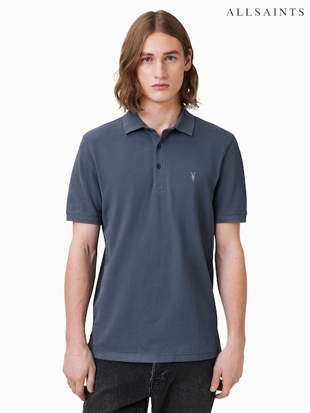 AllSaints Blue 100% Organic Cotton Reform Polo Shirt (F88945) | 341 QAR