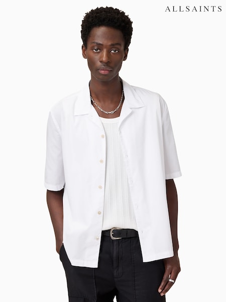 AllSaints White Nyon Short Sleeve 100% Organic Cotton Shirt (F88949) | €170